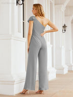 Numbersea Women's One Shoulder Long Jumpsuit Formal Evening Dress Long Bridesmaid Dresses Pants Wedding Party 28034