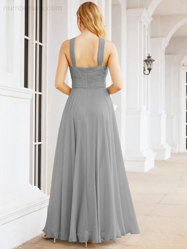 Numbersea Crisscross Halter Bridesmaid Dresses for Party Wedding Evening Prom Maxi Ball Gowns 28053