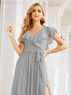 Bridesmaid Dresses with Flutter Sleeves Formal Evening Party Prom Gowns 28044