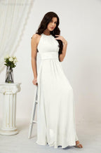 Baoleely Formal Party Gown Dress Chiffon Halter Long Sleeveless Bridesmaid Dresses 2802