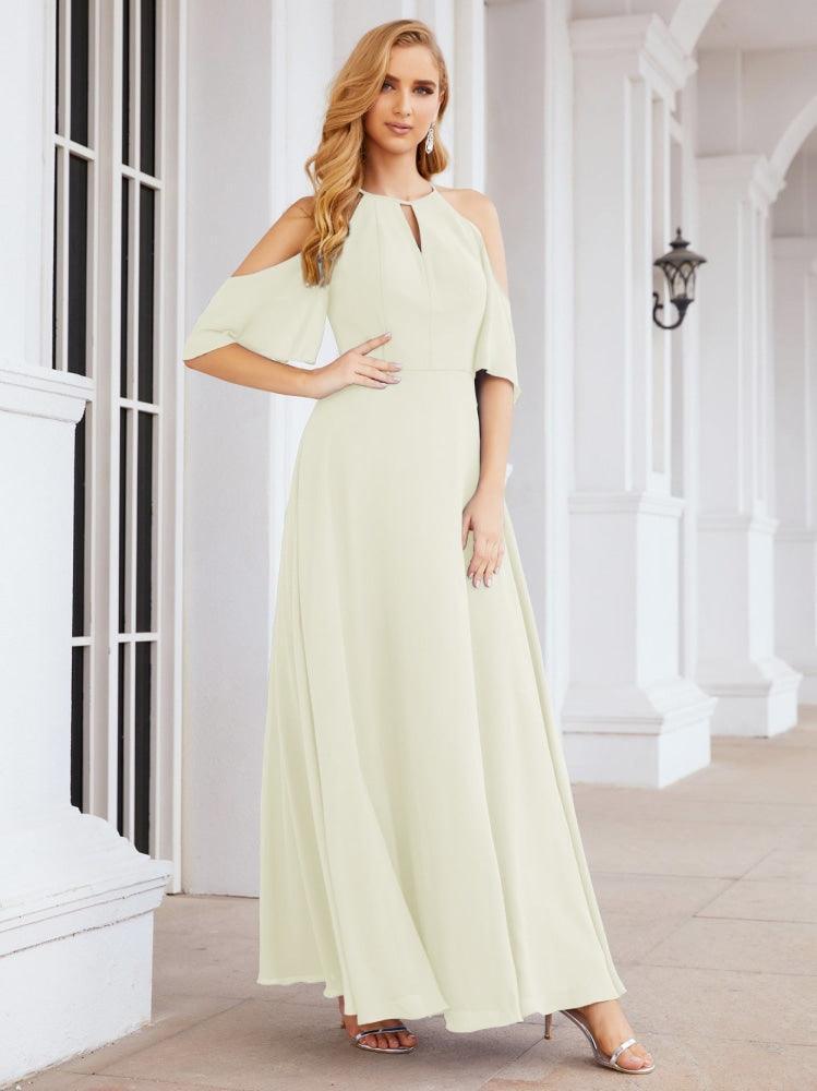 Numbersea Cold Shoulder Bridesmaid Dresses A-Line Long Formal Evening Gowns 28074