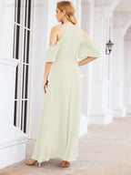 Numbersea Cold Shoulder Bridesmaid Dresses A-Line Long Formal Evening Gowns 28074