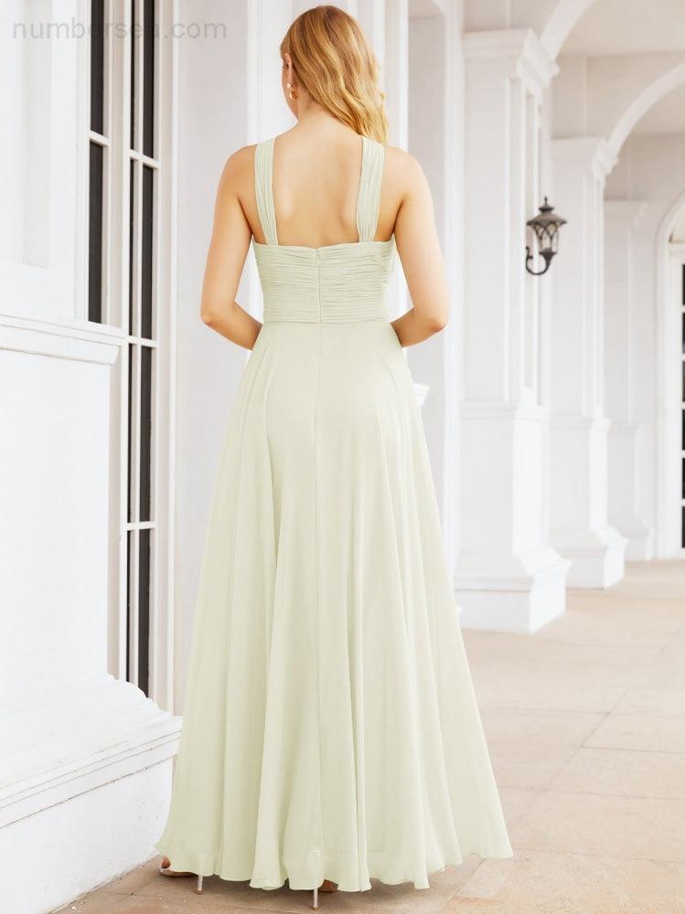 Numbersea Crisscross Halter Bridesmaid Dresses for Party Wedding Evening Prom Maxi Ball Gowns 28053