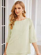 Sunnderly Elegant 2 Piece Mother of The Bride Dress Plus Size Pant Suits Ruffle Layers Sliver Housecoat SY28064