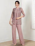 Chiffon Jewel Neck Mother of the Bride Pantsuits with Jacket