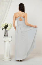 Baoleely  Neck Bridesmaid Dresses Chiffon Long Spaghetti A-line Formal Prom Gown for Wedding Party Evening 2801
