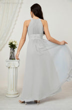 Baoleely Formal Party Gown Dress Chiffon Halter Long Sleeveless Bridesmaid Dresses 2802