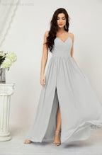 Baoleely  Neck Bridesmaid Dresses Chiffon Long Spaghetti A-line Formal Prom Gown for Wedding Party Evening 2801