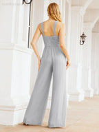 Numbersea Crisscross Neck Jumpsuit Formal Evening Dress Long Bridesmaid Dresses Bell-bottomed Pants 28033