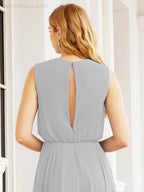 Numbersea Sleeveless Long Bridesmaid Dress A line Formal Evening Prom Gown 28025