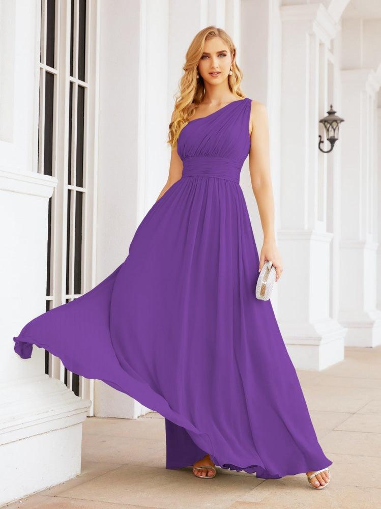 Numbersea One Shoulder Bridesmaid Dresses Long Maxi Formal Evening Party Prom Gowns 28061