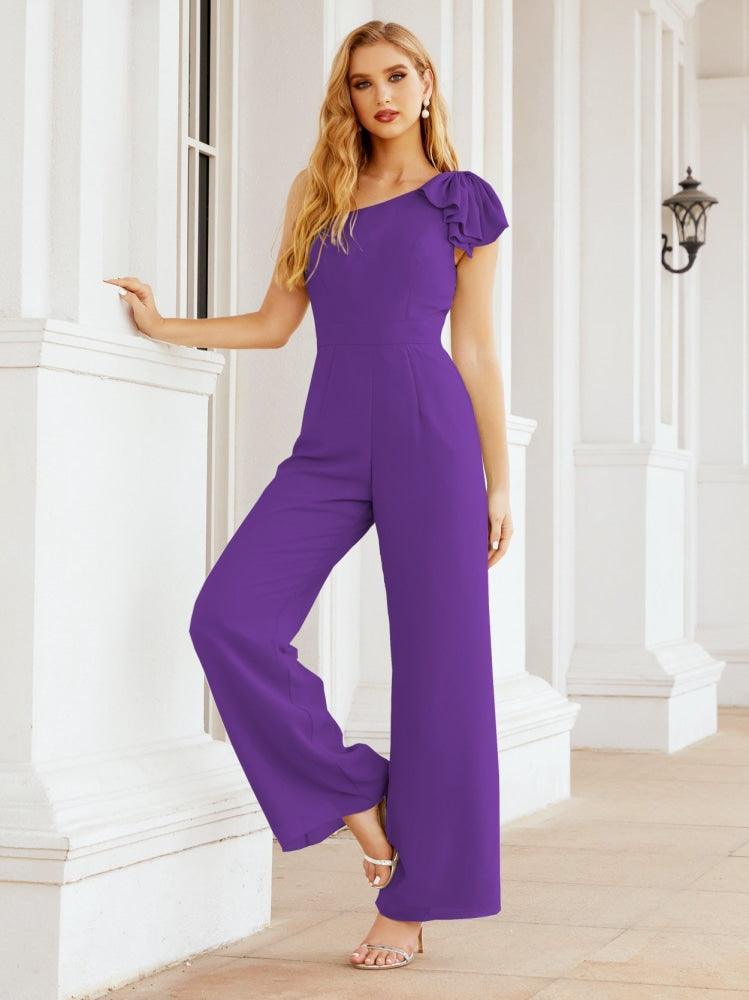 Numbersea Women's One Shoulder Long Jumpsuit Formal Evening Dress Long Bridesmaid Dresses Pants Wedding Party 28034