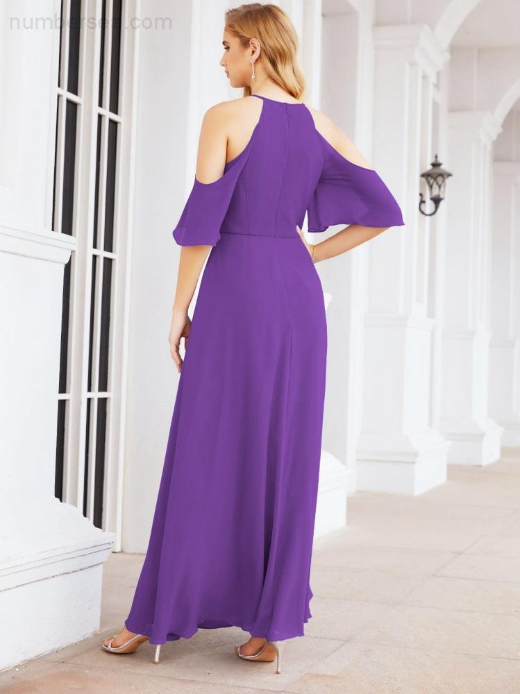 Numbersea Cold Shoulder Bridesmaid Dresses A-Line Long Formal Evening Gowns 28074