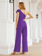 Numbersea Women's One Shoulder Long Jumpsuit Formal Evening Dress Long Bridesmaid Dresses Pants Wedding Party 28034