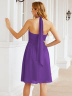 Baoleely Halter Chiffon Bridesmaid Dresses Short Sleeveless Formal Party Dress Open Back 28023