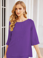 Sunnderly Elegant 2 Piece Mother of The Bride Dress Plus Size Pant Suits Ruffle Layers Sliver Housecoat SY28064