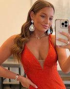 Mermaid V-neck Beaded Mermaid Prom Dress