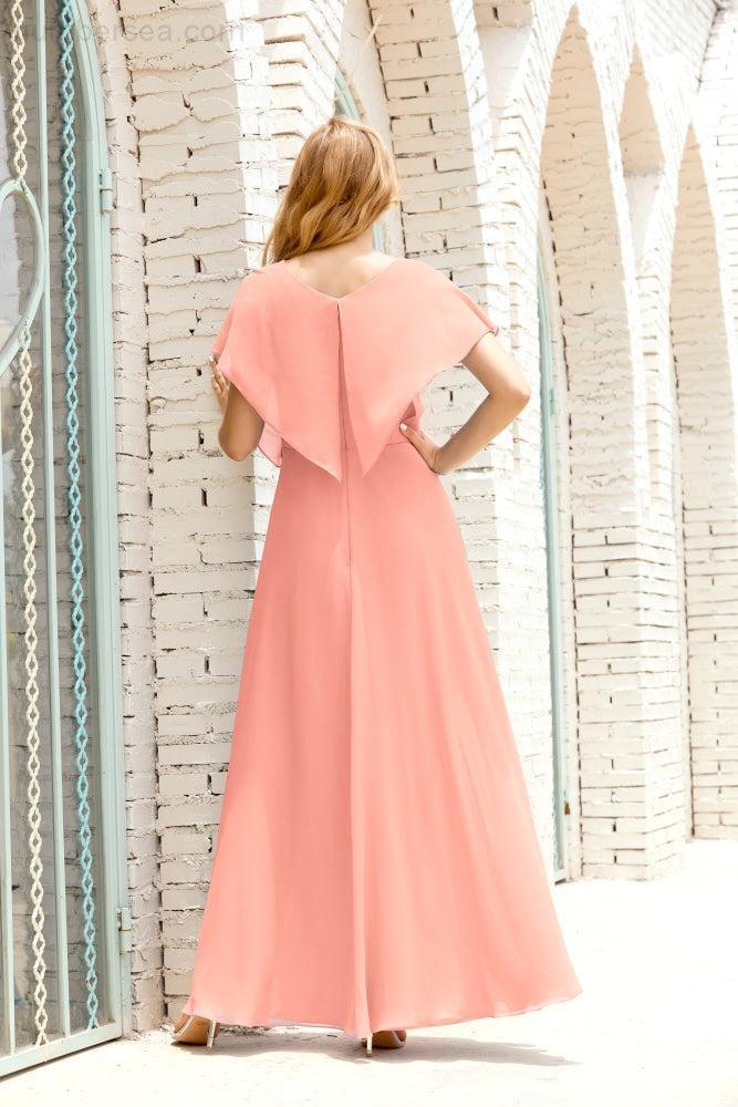Baoleely  Mother of The Bride Dresses Plus Size V-Neck Floor Length Formal Prom Dress for Wedding Guest 28020