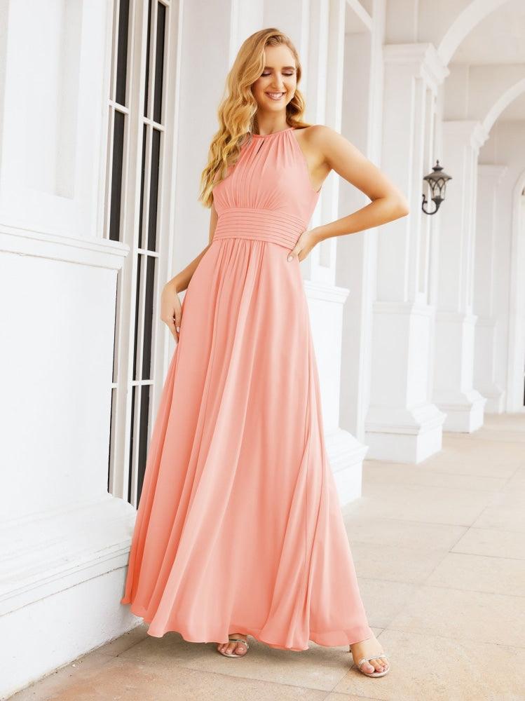 Numbersea Keyhole Bridesmaid Dresses Sleeveless Formal Evening Party Prom Gowns 28043