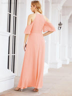 Numbersea Cold Shoulder Bridesmaid Dresses A-Line Long Formal Evening Gowns 28074