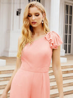 Numbersea Women's One Shoulder Long Jumpsuit Formal Evening Dress Long Bridesmaid Dresses Pants Wedding Party 28034