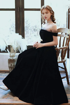 Off Shoulder Velvet Party Dress Homecoming Dress Evening Dress Wedding Guest Party Dresses