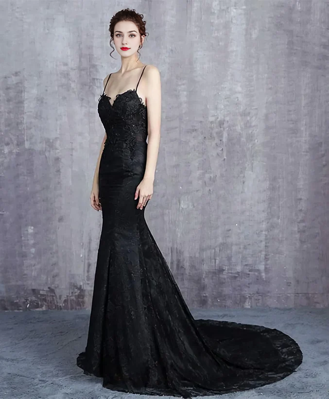 Mermaid Straps Long Formal Dress Evening Dress Prom Dress With Sweep Train