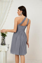 Baoleely Women Chiffon Short One Shoulder Bridesmaid Dress Formal Dresses for Party Homecoming 2804