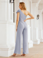 Numbersea Women's One Shoulder Long Jumpsuit Formal Evening Dress Long Bridesmaid Dresses Pants Wedding Party 28034