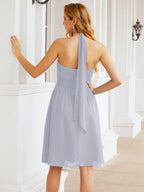 Baoleely Halter Chiffon Bridesmaid Dresses Short Sleeveless Formal Party Dress Open Back 28023