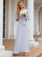 Sunnderly Formal Party Gown Dress Long Mother of The Bride Dresses with Ruffle Cape SY28026