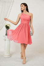 Baoleely Women Chiffon Short One Shoulder Bridesmaid Dress Formal Dresses for Party Homecoming 2804