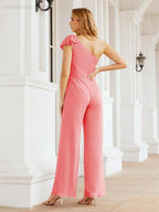 Numbersea Women's One Shoulder Long Jumpsuit Formal Evening Dress Long Bridesmaid Dresses Pants Wedding Party 28034