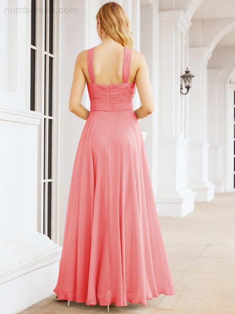 Numbersea Crisscross Halter Bridesmaid Dresses for Party Wedding Evening Prom Maxi Ball Gowns 28053