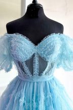 A Line Off the Shoulder Tulle Homecoming Dress