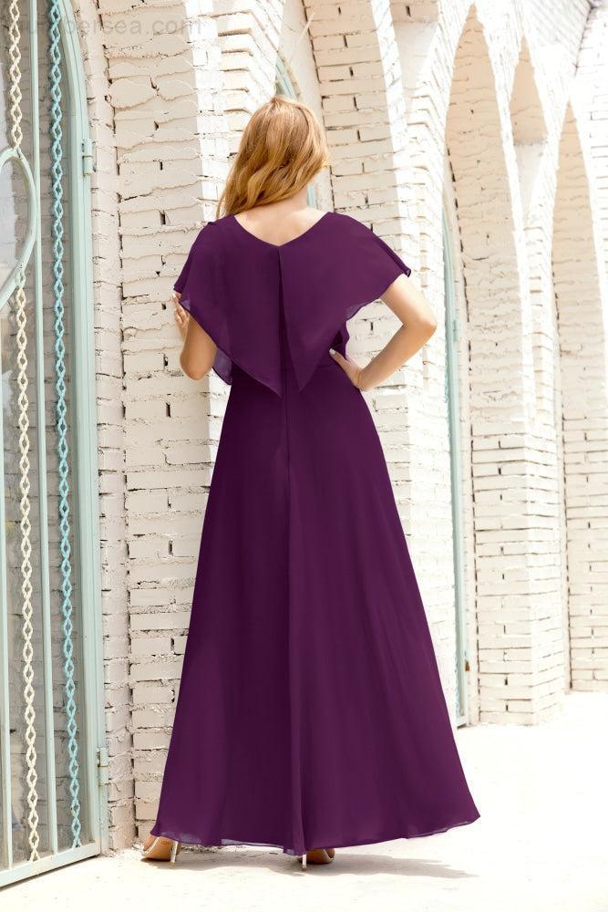 Baoleely  Mother of The Bride Dresses Plus Size V-Neck Floor Length Formal Prom Dress for Wedding Guest 28020