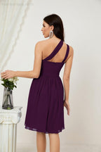Baoleely Women Chiffon Short One Shoulder Bridesmaid Dress Formal Dresses for Party Homecoming 2804