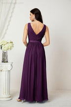 Women's Chiffon Long Bridesmaid Dresses A line Sleeveless Formal Prom Gown for Evening Party Homecoming Dresses 2808