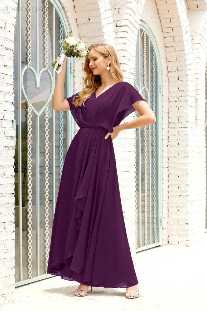 Baoleely  Mother of The Bride Dresses Plus Size V-Neck Floor Length Formal Prom Dress for Wedding Guest 28020