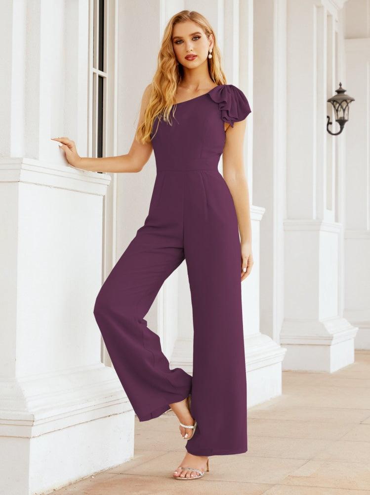Numbersea Women's One Shoulder Long Jumpsuit Formal Evening Dress Long Bridesmaid Dresses Pants Wedding Party 28034