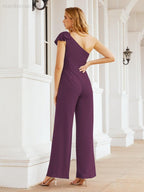 Numbersea Women's One Shoulder Long Jumpsuit Formal Evening Dress Long Bridesmaid Dresses Pants Wedding Party 28034