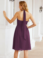 Baoleely Halter Chiffon Bridesmaid Dresses Short Sleeveless Formal Party Dress Open Back 28023