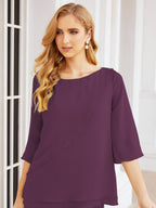 Sunnderly Elegant 2 Piece Mother of The Bride Dress Plus Size Pant Suits Ruffle Layers Sliver Housecoat SY28064