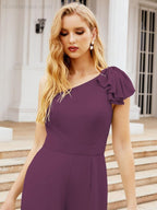 Numbersea Women's One Shoulder Long Jumpsuit Formal Evening Dress Long Bridesmaid Dresses Pants Wedding Party 28034