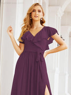 Bridesmaid Dresses with Flutter Sleeves Formal Evening Party Prom Gowns 28044