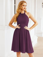 Baoleely Halter Chiffon Bridesmaid Dresses Short Sleeveless Formal Party Dress Open Back 28023