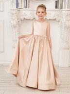 A-line Lace Satin Floor-length Flower Girl Dress