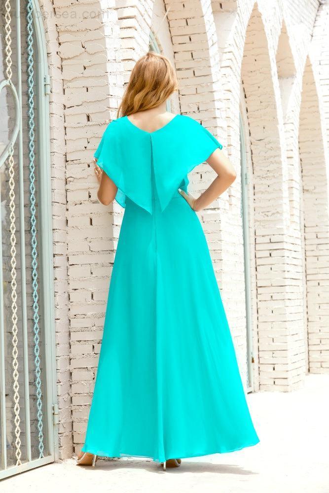Baoleely  Mother of The Bride Dresses Plus Size V-Neck Floor Length Formal Prom Dress for Wedding Guest 28020