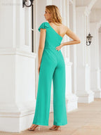 Numbersea Women's One Shoulder Long Jumpsuit Formal Evening Dress Long Bridesmaid Dresses Pants Wedding Party 28034