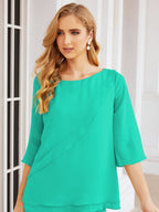 Sunnderly Elegant 2 Piece Mother of The Bride Dress Plus Size Pant Suits Ruffle Layers Sliver Housecoat SY28064